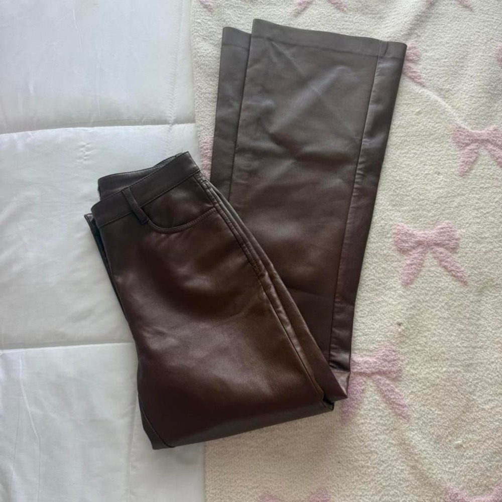 brown leather pants aritzia
